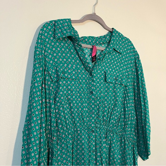 Torrid Emerald Long Sleeve Shirt Dress Plus Size 4X Business Casual Holiday - Picture 3 of 7